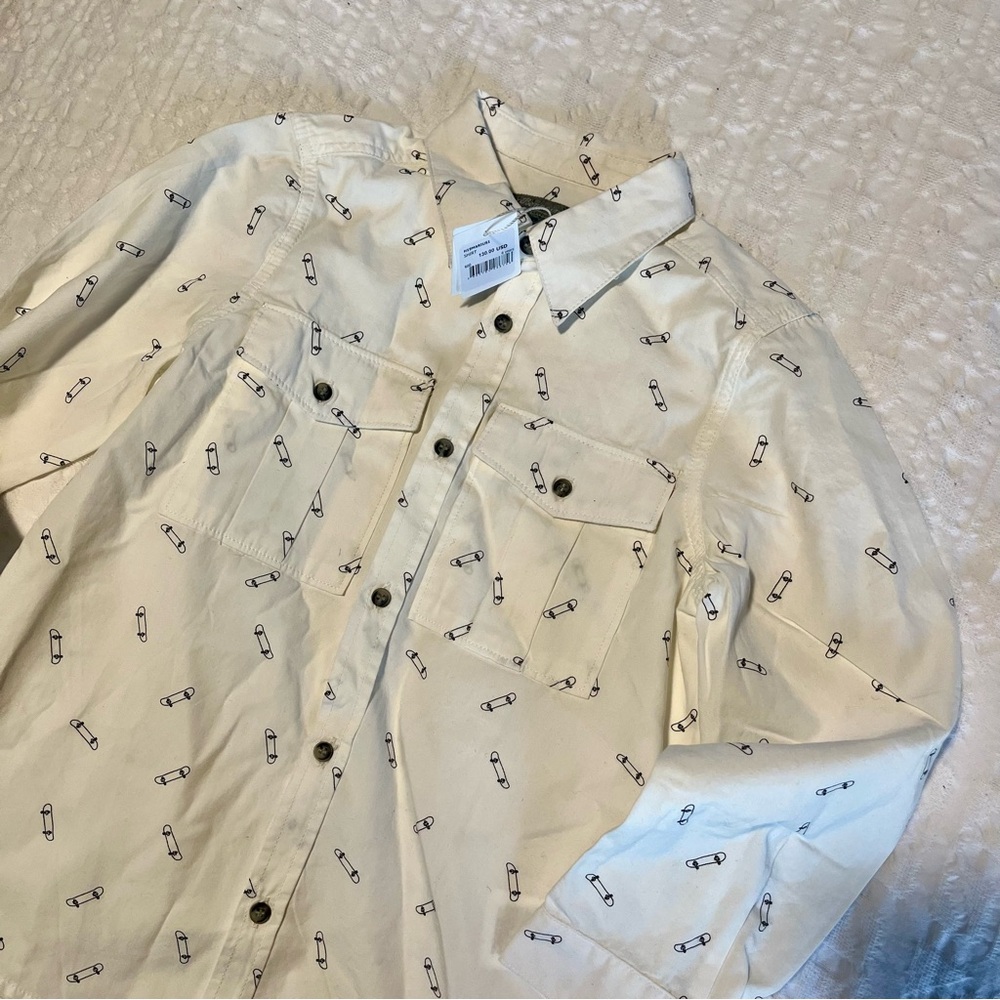 NWT Bonpoint skateboard print button down shirt